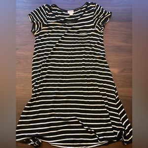 Black and white striped tee shirt dress